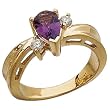 14K Yellow Gold Pear Shape Amethyst Stylish Diamond Ring