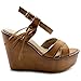 Ollio Womens Shoe Burnish Vintage Ankle Cuff Heel Wedge Sandal