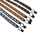 Leather Button-End Elastic Dress Suspenders with Argyle Print by Rolfs