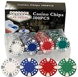 100 11.5 gram Diamond Suited Poker Chips in PVC Case w/Lid & Las Vegas Gift Box, Choose from 4 designs