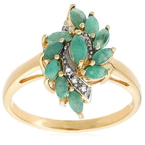Buy Yellow Gold Overlay Sterling Silver Emerald w  Diamond Accent Spiral Ring by Amazon.com Collection