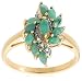 Yellow Gold Overlay Sterling Silver Emerald w/ Diamond Accent Spiral Ring