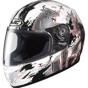 HJC Katzilla Youth Boys CL-Y Road Race Motorcycle Helmet w/ Free B&F Heart Sticker Bundle - MC-10 / Medium