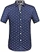 Button Down Shirt Men, Mens Shirts Casual Stylish, Regular-Fit 100% Cotton Printed Summer Causal (Large, Navy)