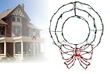 24 Lighted Wreath & Bow Christmas Window Sculpture - 70 Lights #ES68-170