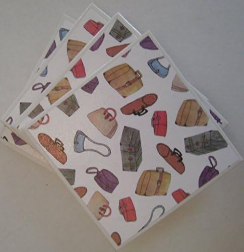 Handmade Fun Ceramic Tile Coasters - Purses & Bags Pattern - Set of 4 Drink Coasters