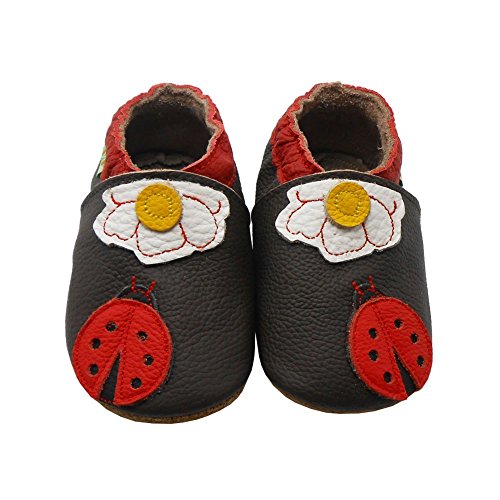 Sayoyo Baby Ladybug Soft Sole Brown Leather Infant And Toddler Shoes 18-24Months