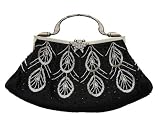 Beaded Handmade Handbag Black with Silver Beads