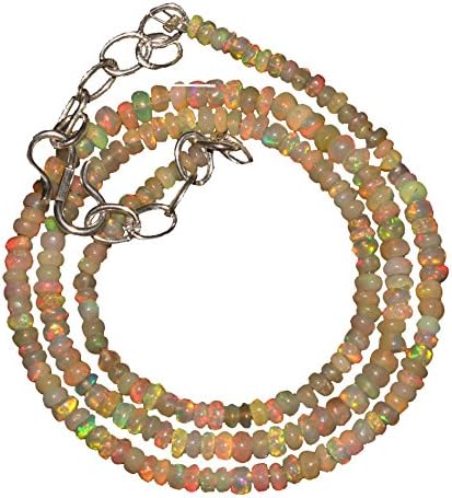 27 CTW 2 to 3.5 mm 15" Multi colour Ethiopian Opal Stone Beads Necklace 89AZ48
