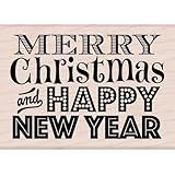 Hero Arts Rubber Stamps Merry Christmas and Happy New Year Woodblock Stamp