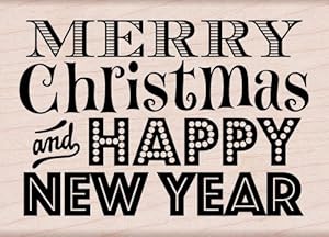 Hero Arts Rubber Stamps Merry Christmas and Happy New Year Woodblock Stamp