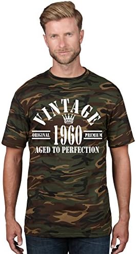 1960 Vintage Aged to Perfection 55th Birthday Adult Unisex Camouflage T-shirt (X-Large, Camouflage)