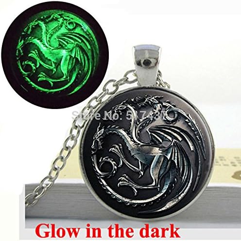 Pretty Lee Glow In The Dark Game Of Thrones Necklace House Targaryen Song Of Ice And Fire Dragon Necklace Art Photo Glowing Jewelry
