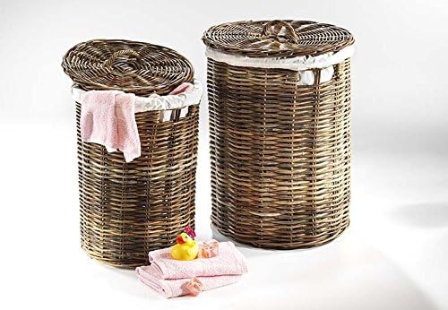 Laundry container round rattan textile (set)