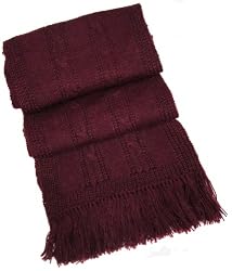 Handmade Alpaca Natural Fiber Scarf in Cable Design - Fresh Plum (Classic Fri...