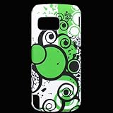 WHITE WITH BLACK GREEN SWIRL RUBBERIZED SNAP ON HARD SKIN SHELL PROTECTOR C ....