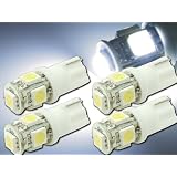 5連砲弾型★高輝度LEDバルブ白色4個 T10 3Chip 5SMD as02-4