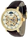 Adee Kaye Men's Schelet Dual Time Mechanical Leather Strap Watch