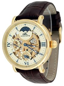 Adee Kaye Men's Mechanical Dual Time Skeleton Watch Model AK6231-MG