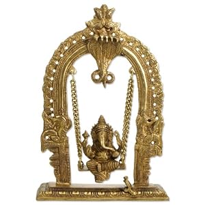 Brass Ganesh Statue on a Swing
