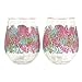 Lilly Pulitzer Acrylic Stemless Wine Glass Set - Let's Cha Cha - Kitchen Beverage Travel Wine 134414-LGPLP