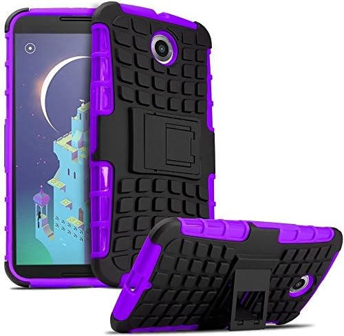 Google Nexus 6 Case,Nexus 6 Case Super Protective*NEW*design,[Shockproof Absorbing][Heavy Duty Armor],the best case Rugged Dual Layer Armor with Kickstand Cover Case For Nexus 6. (purple)