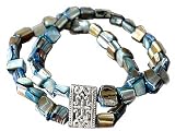 2 Rows 8 Inch Genuine Turquoise Mother of Pearl Bracelet