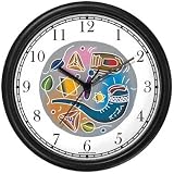 Jewish Holiday Symbols of Purim & Rosh Hashanah Judaica Jewish Theme Wall Clock by WatchBuddy Timepieces (Black Frame)