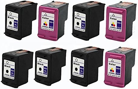 Refurbished Ink Cartridge Replacements for HP 901XL HP 901 High Yield (5 Black, 3 Color) - 8 Pack