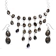 Teen Girls Gifts Silver SmokyQuartz Necklace and Earrings (gnklcs370)
