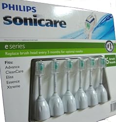 Philips Sonicare Toothbrush e Series Heads Fits: Essence, Xtreme, Elite and Advance - 6 Pack