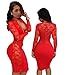 xhorizon TM FLK Sexy Bandage Floral Hollow Lace Outfit Clubwear Bodycon Dress Red