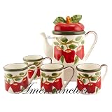 Apples Ceramic 5 Piece Tea Coffee mug set by Housewares