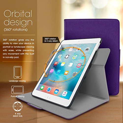 Apple iPad Mini 3 (2014) Case - roocase Orb System Folio 360 Dual View Leather Case Smart Cover with Sleep / Wake Feature for Apple iPad Mini 1 2 3 (2014) Purple - Patented Complete Lifestyle Solution