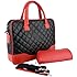 14.1 inch Black Diamond Quilted Pattern with Red Accent Trim Bubble Foam Padded Laptop Computer Notebook Sleeve Office Tote Briefcase Carry Case Messenger Shoulder Bag