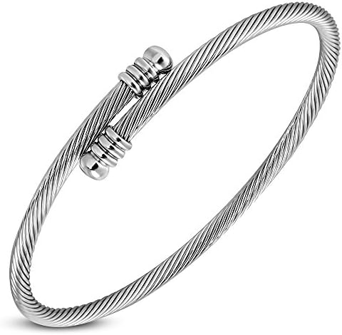 Stainless Steel Celtic Twisted Cable Wire Ribbed Tube Torc Cuff Bangle