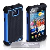 Custodia Samsung Galaxy S2 i9100 Blu E Nero Combo Presa Doppia Silicone Caso Con Schermo Pellicola Protezionedi Yousave