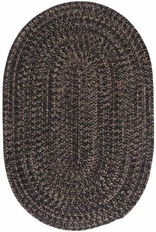 Casual Braided Rug 2ft. x 3ft. Oval Black Wool Warm Tone Reversible Cottage Carpet