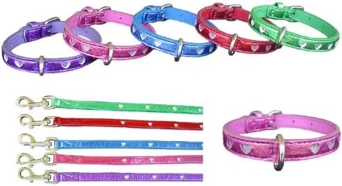 10" Small purple heart leather dog collar