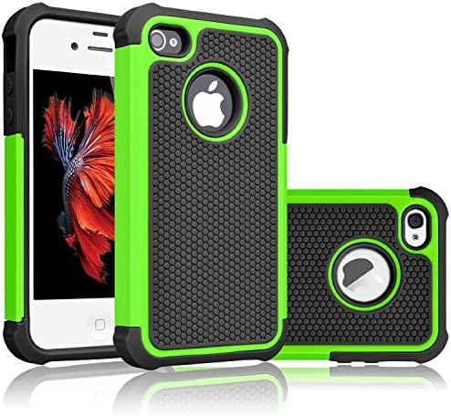 iPhone 5 Case, iPhone 5S Case, JIT Shop® [2in1] Hard Plastic Outer &amp; Rubber Silicone Inner Cases For iPhone 5/5S (4.0Inch) -- [2in1] PC + Silicone Hybrid Series [Green+Black]
