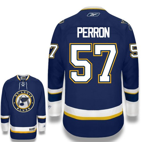 PERRON #57 St Louis Blues RBK Premier Third NHL Hockey Jersey by Reebok (NHLPA Certified Custom Sewn Authentic Twill)
