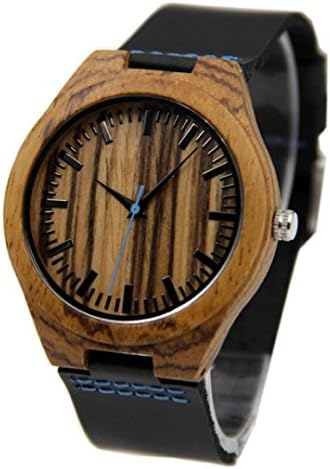 Kupen Fashion Leather Bamboo Wooden Watches Men's Watch (Black)