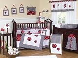 Red & White Polka Dot Ladybug Baby Bedding - 9 pc Crib Set
