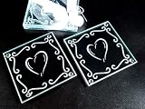 2 Piece glass coaster set Heart in middle - D`Lusso Collections (Set of 18)