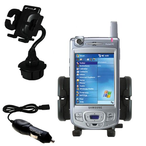 Samsung SGH-i700 Auto Cup Holder with Car Charger - Uses Gomadic TipExchange