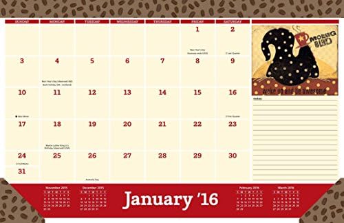 Coffee 2015-2016 16-Month Desk Pad Calendar: September 2015 through December 2016