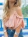 Persun Women's Chiffon V Neck Front Lace up Back Spaghetti Strap Ruffle Crop Top