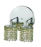 Elegant Lighting 1382W-R-E-LP/RC Mini 13.5-Inch High 2-Light Chandelier, Chrome Finish with Light Peridot (Light Green) Royal Cut RC Crystal