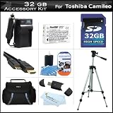 32GB Accessory Kit For Toshiba Camileo X100 H30 HD Camcorder Includes 32GB High Speed SD Memory Card + Extended (1850Mah) Replacement PX1657 Battery + Ac/Dc Travel Charger + 50" Tripod + Deluxe Case + Mini HDMI Cable + Screen Protectors + More