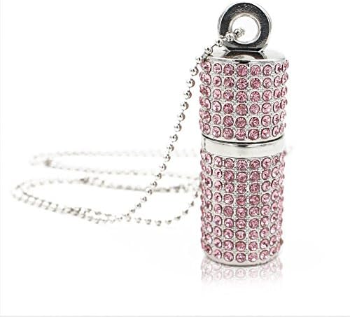 SUSAND High Speed Really 8GB Lipstick Case Shape Shining Crystal Diamond Jewelry USB Flash Memory Drive Pen Drive, Necklace+Pink